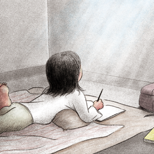 문 뒤의 아이들