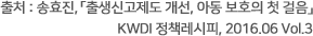 출처 : 송효진, 「출생신고제도 개선, 아동 보호의 첫 걸음」 KWDI 정책레시피, 2016.06 Vol.3